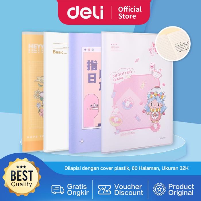 Deli PVC Cover Notebook / Buku Catatan Agenda B6 60 Halaman Cover Plastik T3260