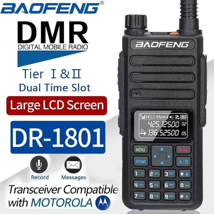 Baofeng DR 1801 Walkie Talkie DMR Radio Dual Band Dual Time Slot Digital Radio DMR 1801 Tier I & II 