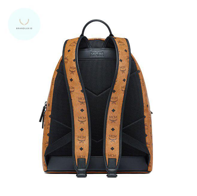 MCM MEDIUM STARK BACKPACK MEGA LAUREL VISETOS COGNAC