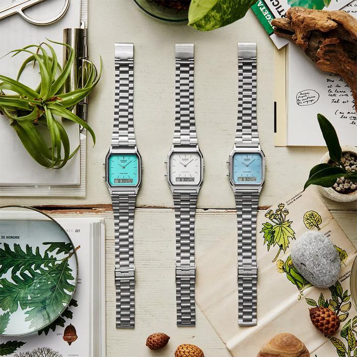 CASIO AQ-230A-2A1MQYDF Jam Tangan Unisex Stainless AQ-230A-2A1 AQ230A AQ 230A 2A1MQYDF