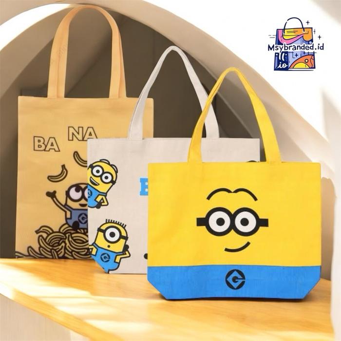 MINISO X MINIONS TOTE BAG SHOPPING BAG TAS BELANJA TAS KULIAH SEKOLAH