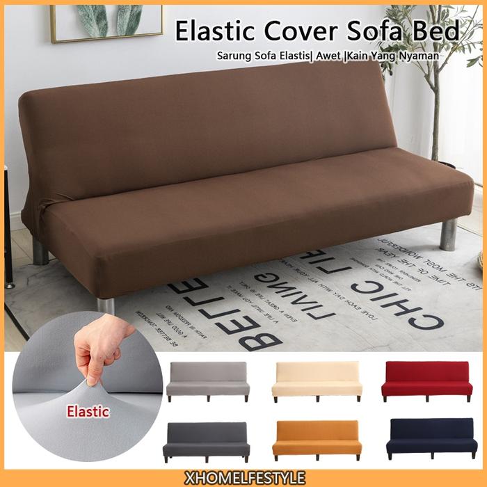 cover sofa bed Sarung sofa Sarung sofa elastis tahan debu Sarung pola polos Tempat tidur sofa