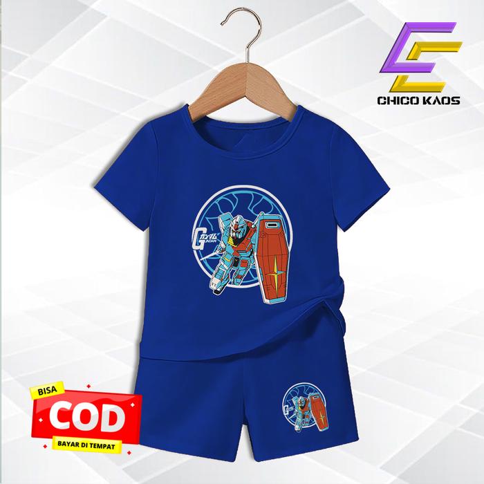 Baju Main Setelan Anak Laki Laki Perempuan - Kaos Distr* Karakter Robot Gundam