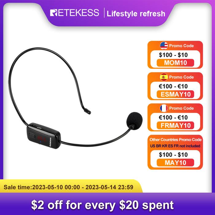 RETEKESS TR503 Headset Kondensor Mikrofon Nirkabel Megafon Radio