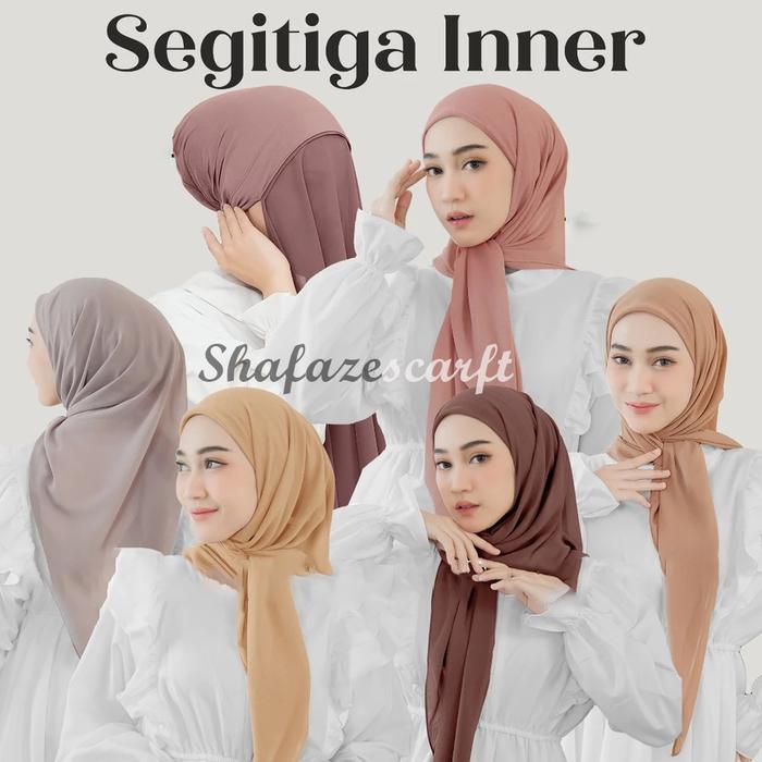 Hijab Segiempat Inner Tali Adjustable 2 Layer Pollycotton Premium Segitiga Instan Segi Empat Instan 