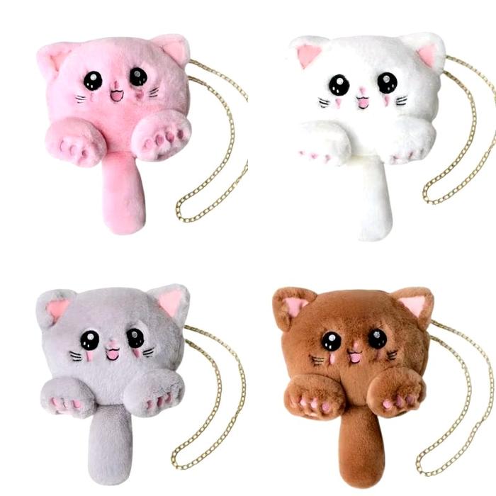 Tas Selempang Pikachu Kucing Gemoy Model Lucu dengan Bulu Korea Wanita