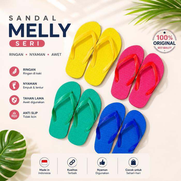 Grosir Isi 6 Pasang Melly Seri Sandal Jepit Awet dan Tebel