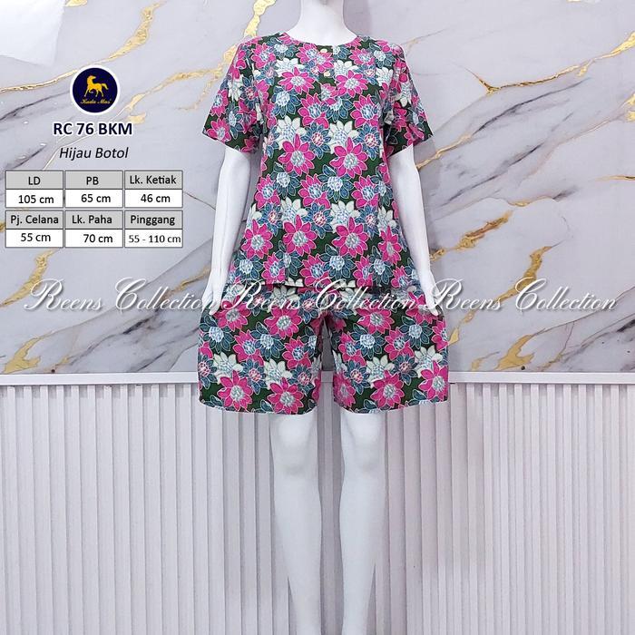 Batik Kuda Mas Setelan Rc 76 Ld 105Cm | Piyama Wanita Celana Pendek Lengan Pendek Busui