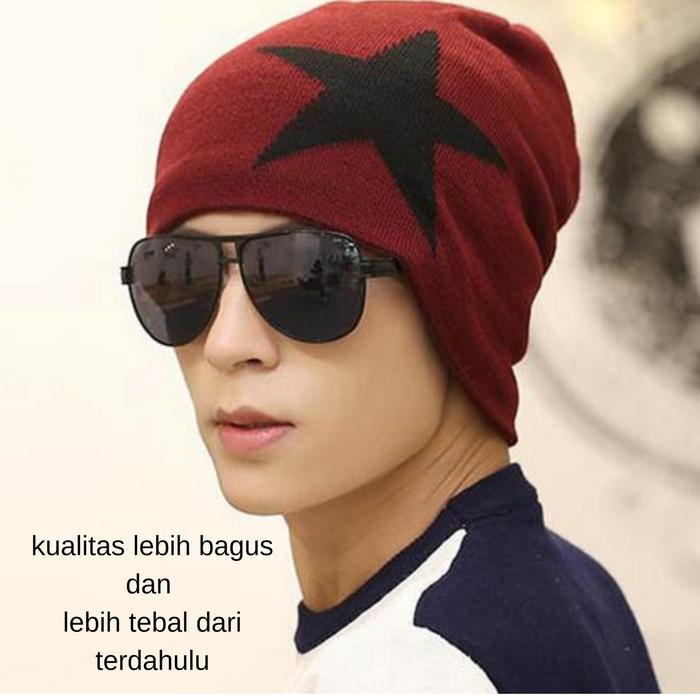 Topi Kupluk Rajut Beanie Pria wanita keren polos impor -Kupluk BINTANG