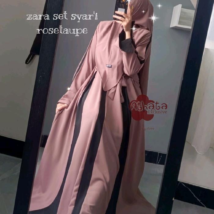 ZAHRA SET SYAR'I // GAMIS SET LENGAN BELAH KANCING BY ATHATA Setelan Syari Dress Baju Wanita Dewasa