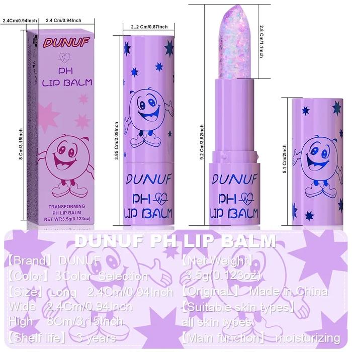 DUNUF Ph Lip Balm Natural Flower Balm Lip Stain Lipstick Makeup Crystal Jelly Lipstick Long Lasting
