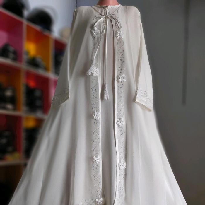 Abaya Walimah Aurora Putih - Pakaian Muslim Wanita