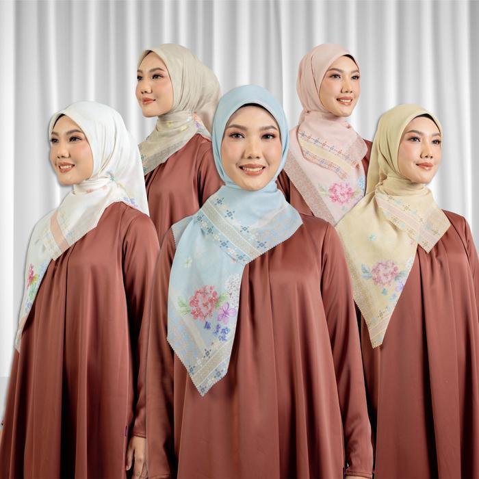 PROMO!! [NEW ARRIVAL] Elzatta Hijab Jilbab Segi Empat Scarf Premium Obelia Hydrangea STOK TERBATAS!!