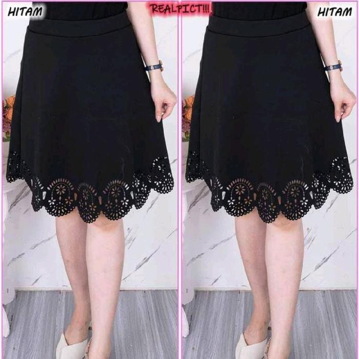 Rok scuba laser hitam cantik