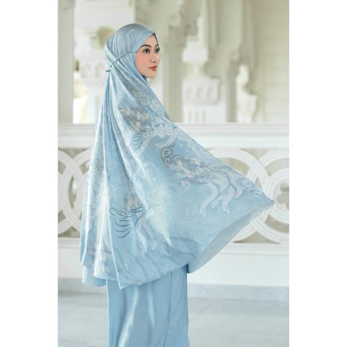 Buttonscarves as is the wave lagoon prayer robe warna biru muda cantik bahan adem Muslim Wanita Katu