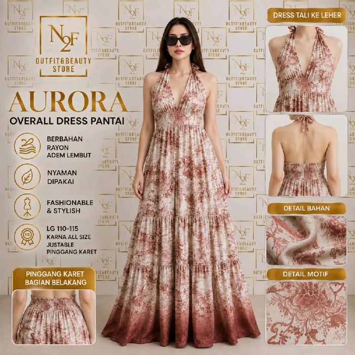 (COD)AURORA OVERALL Dress pantai wanita||dress rayon||Dress pantai