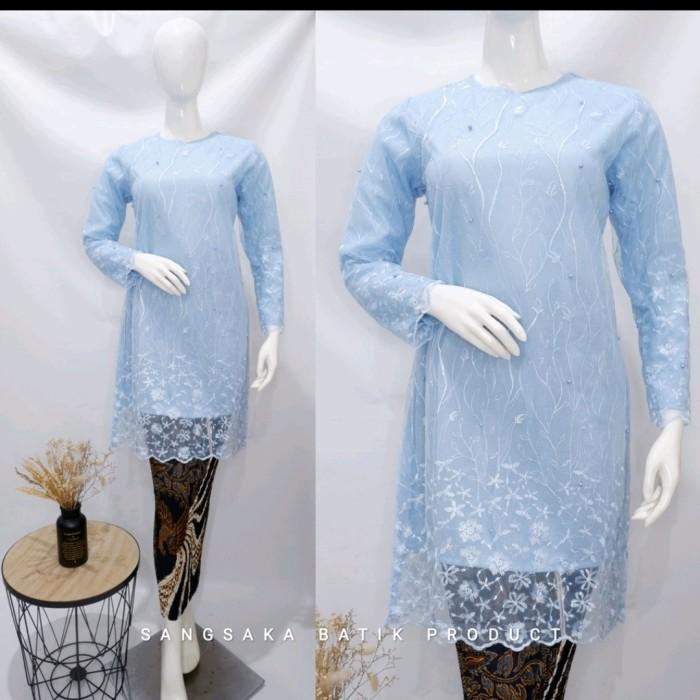 tunik tille/kebaya modern/kebaya - baby blue, XL