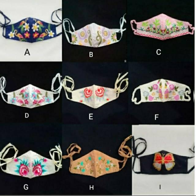 SELAMAT DATANG DI TOKO KAMI Masker Kain Bordir Cantik Motif warna 2 ply