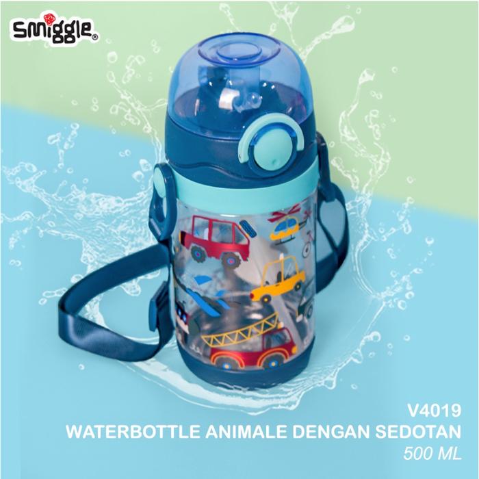 Smiggle Botol Minum sedotan Anak animale animal water bottle 500ml BPA FREE 4019