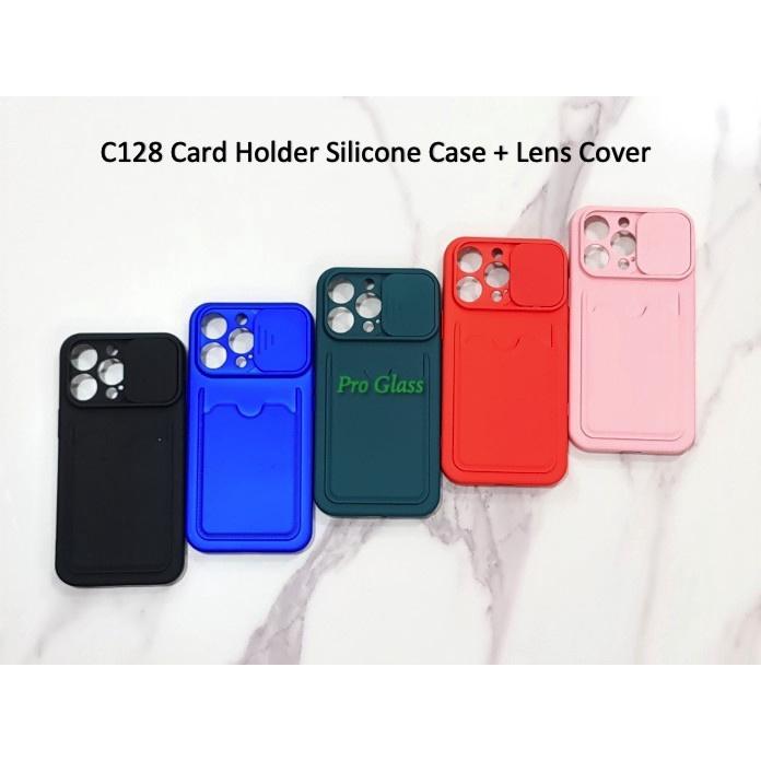 C128 Iphone 13 / 13 PRO / 13 PROMAX Silicone Card Holder Case + Lens Cover