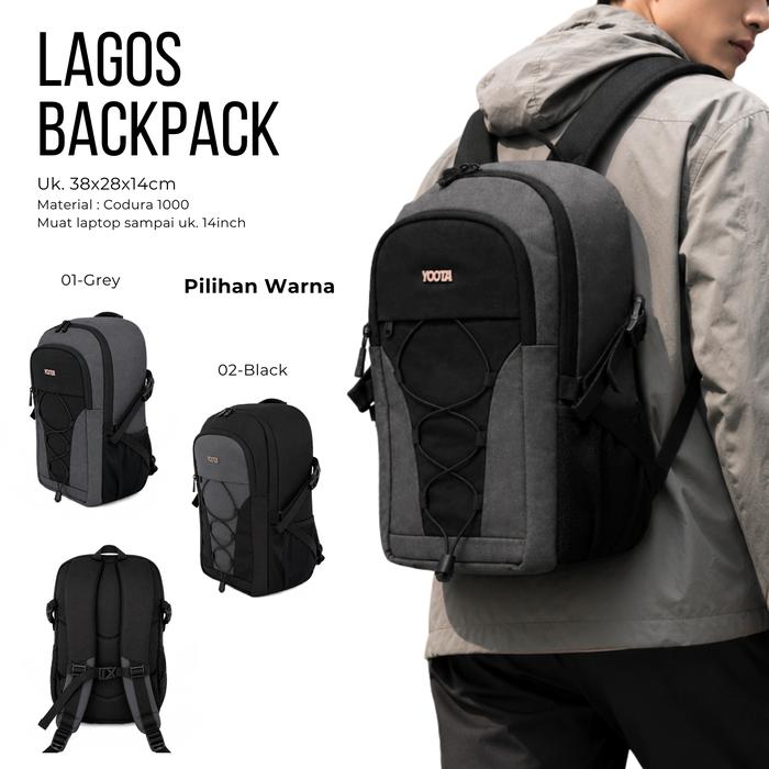 Lagos Backpack Ransel Pria Tas Laptop 14inch Casual Premium Tas Kuliah Kerja