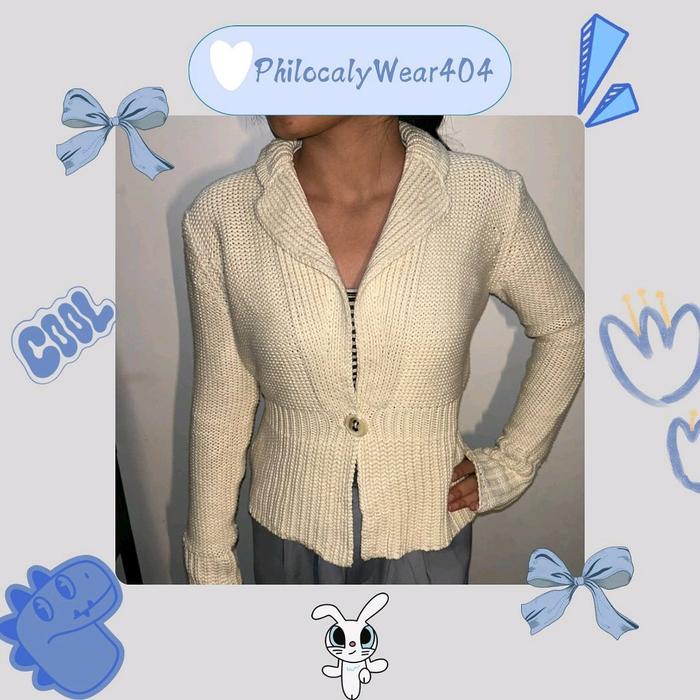 Sweater rajut outer putih tulang
