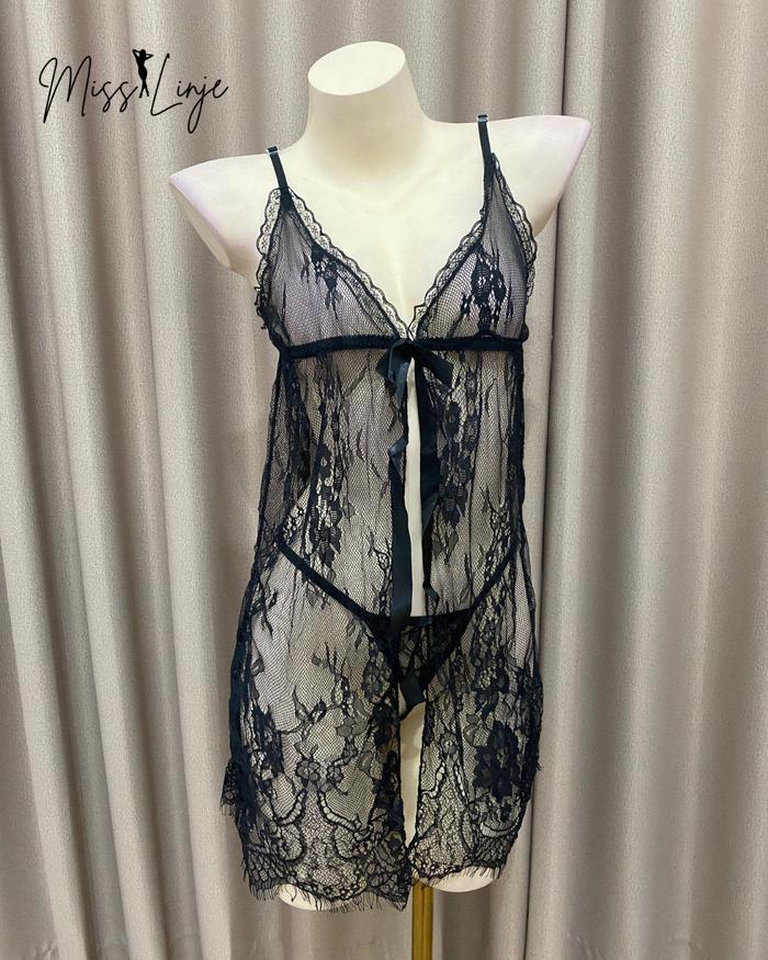 BERMUTU MisssLinje M - XXL Baju Tidur BIG SIZE Lingerie Dress Lace Renda Ngaret Transparan Jumbo Dap