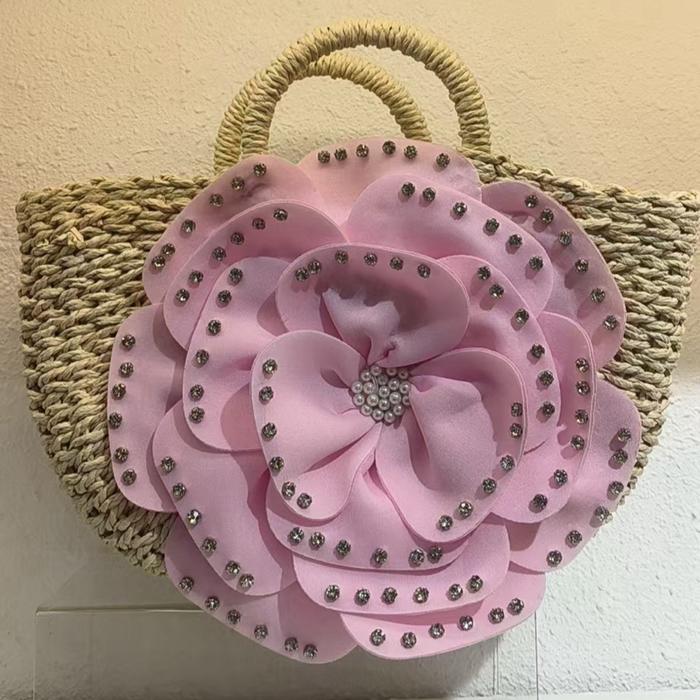 5009 tas keranjang bunga cantik tas santai model kekinian design unik dan lucu tas tenteng wanita mo