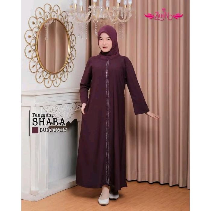 Zahin Gamis Zahin Remaja Tanggung Gamis Lebaran LD 90 Model Tanggung Shara Warna Burgundy