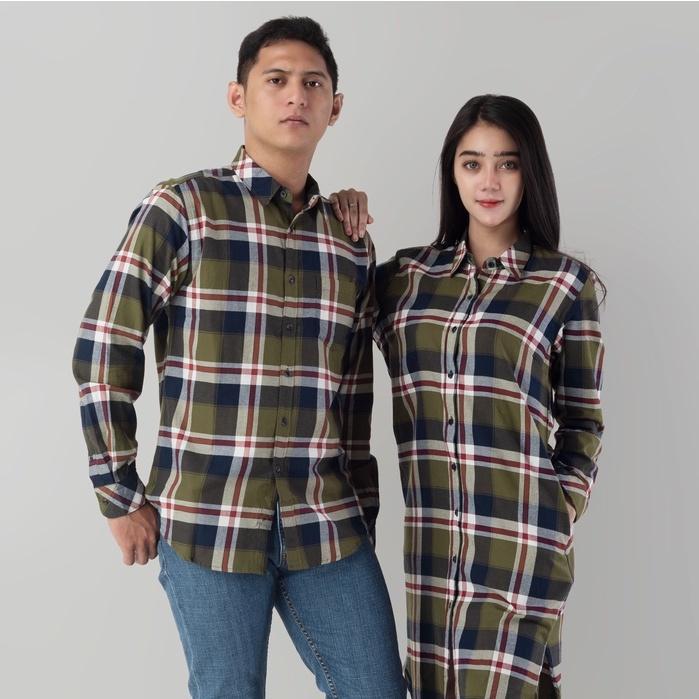 Benhill Kemeja Tunik Couple Flannel Kotak Hijau 0727-11735-28075