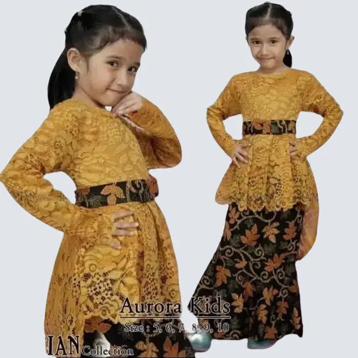 Setelan Kebaya Anak Perempuan Model Aurora Warna Kuning - Fashion Rok