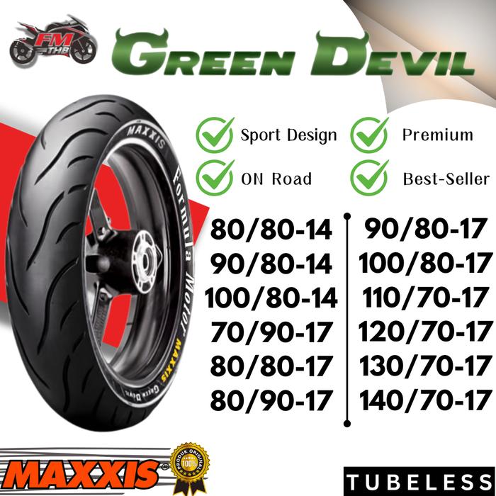 Ban Maxxis Green Devil MA-G1 Slick Compound Tubeless (Pilih Ukuran) - Ban Motor Ring 14 & 17 Tubles