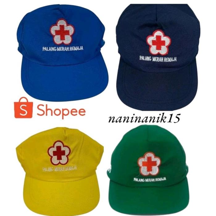topi pmr biru muda / navy / kuning