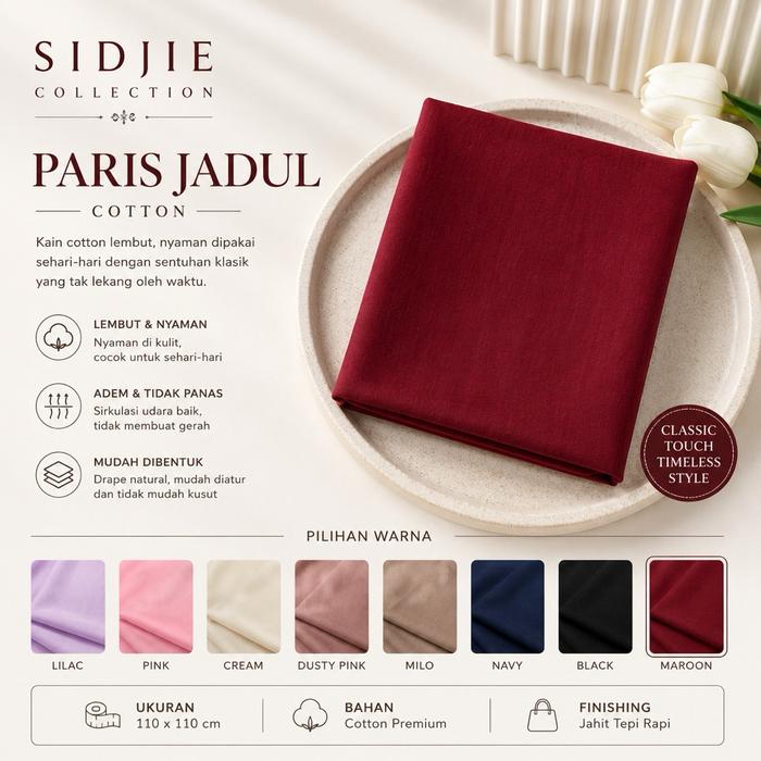 Kerudung Paris Jadul Premium Polos Segi Empat Maroon Merah Tua