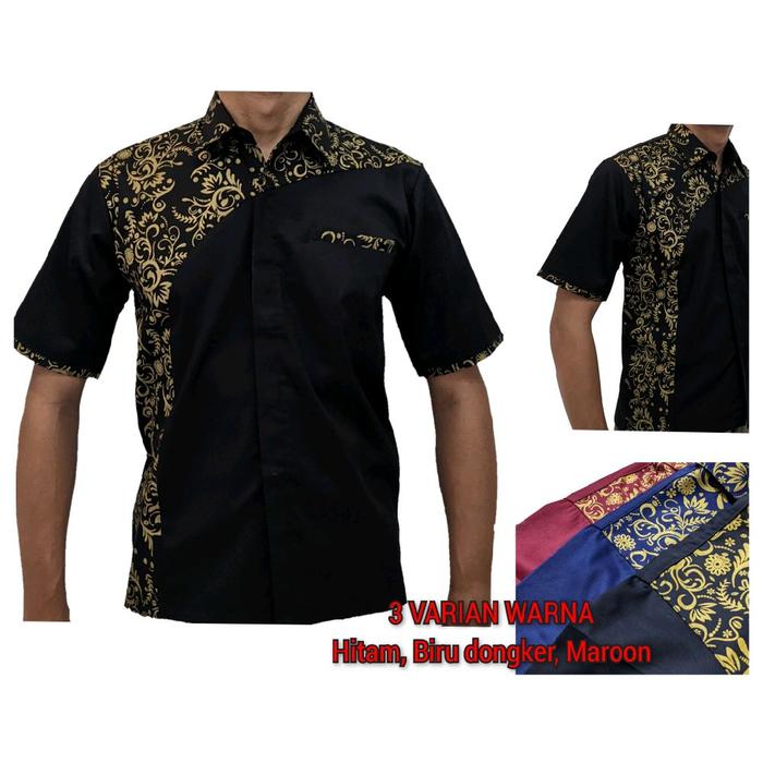 Baju seragam batik kombinasi seragam karyawan toko hotel resto katering kafe Bahan Drill Katun