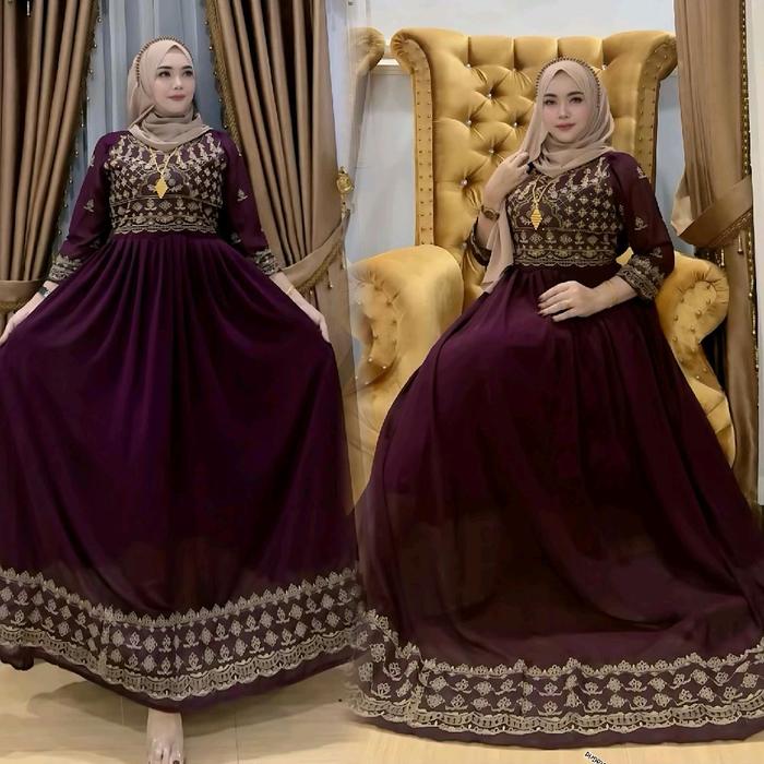 gamis india bunga ratu bunga merah