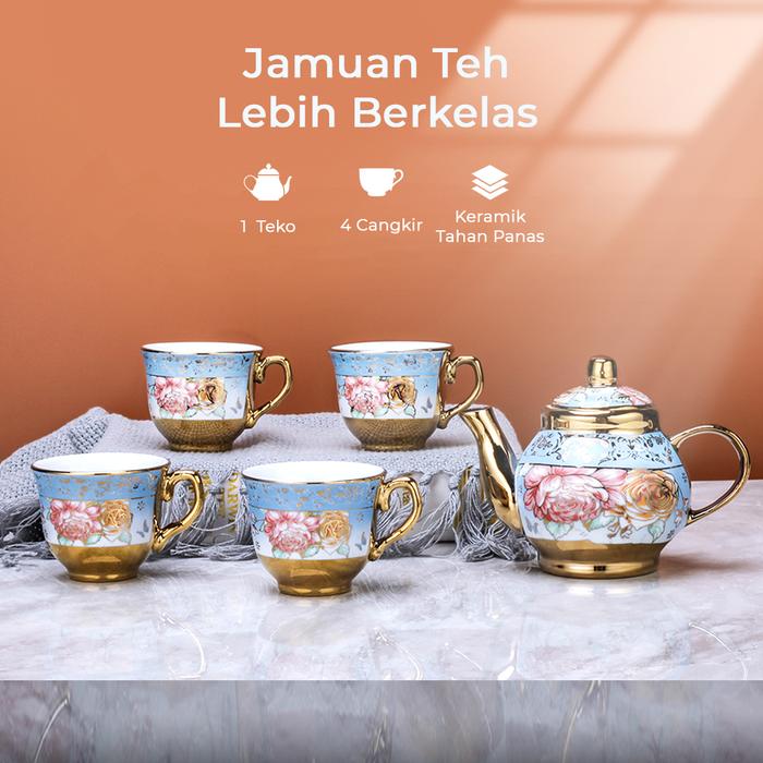 Cahayastore - Set Teko Kopi Keramik | Teapot Cup Set | Peralatan Minum Kopi