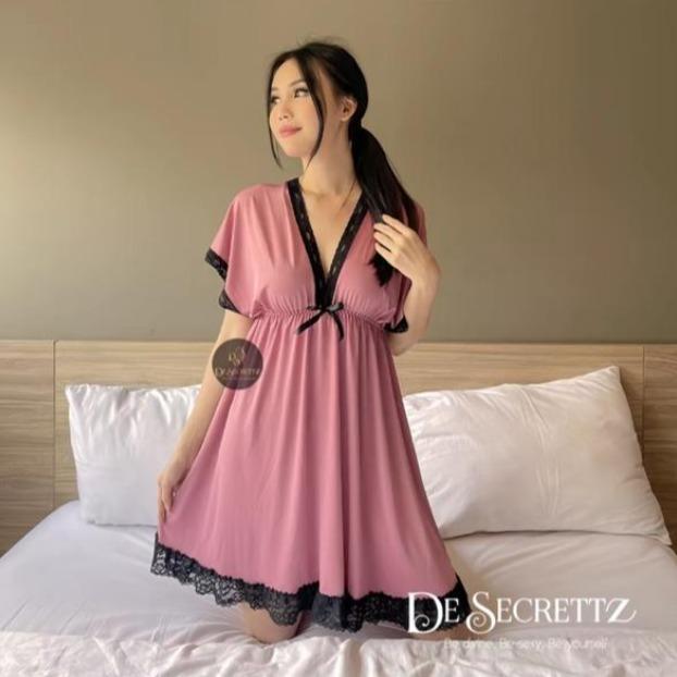 Terlaris Baju Tidur Stelan Nightwear 4IN1 Style Eropa Romantic Lingerie Premium Looks Elegan Full Se