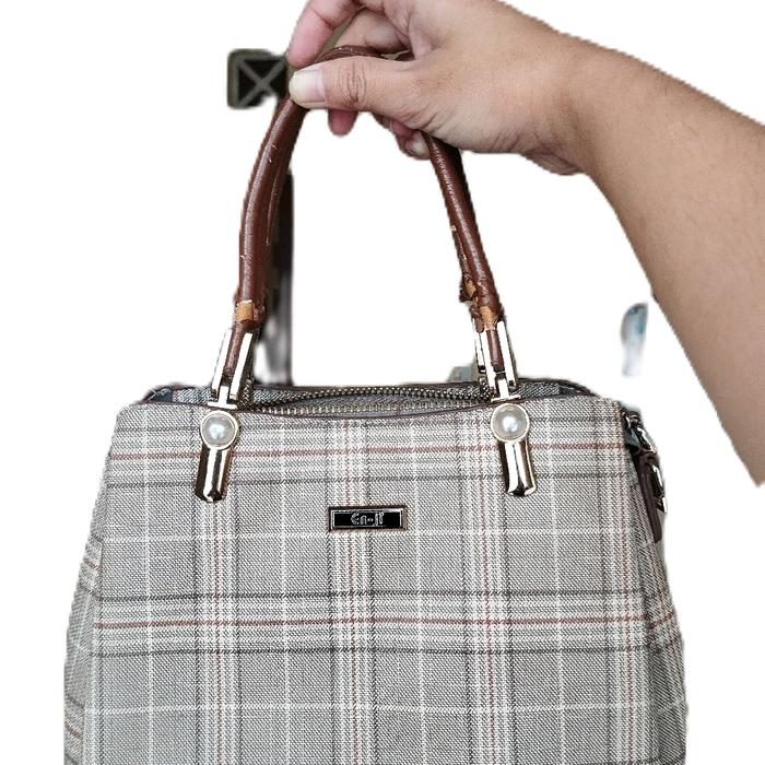 Tas Handbag Enji Cantik Kotak Kotak