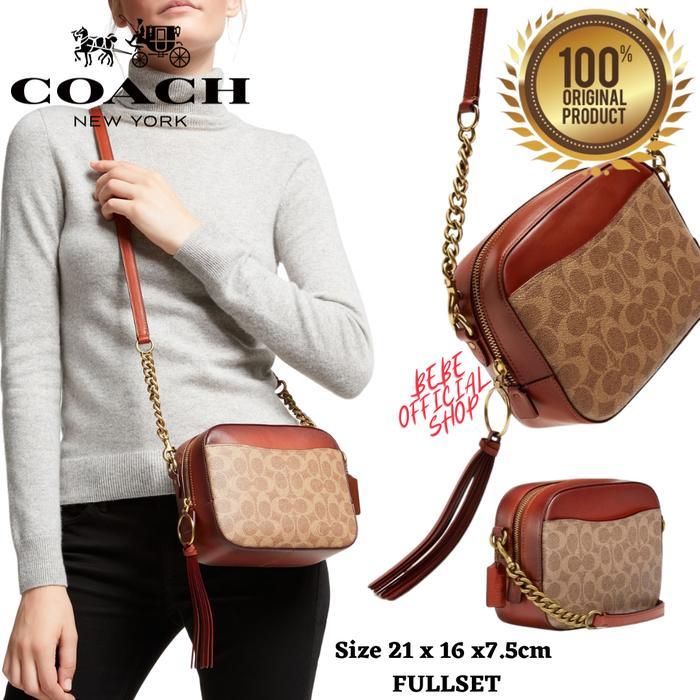 COACH Camera Bag In Signature Canvas Brown Tan Rust