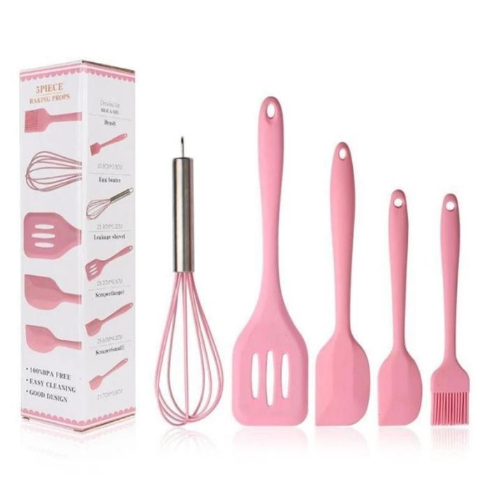 Spatula Set Silikon Isi 5pcs Tahan Panas / Spatula Silikon