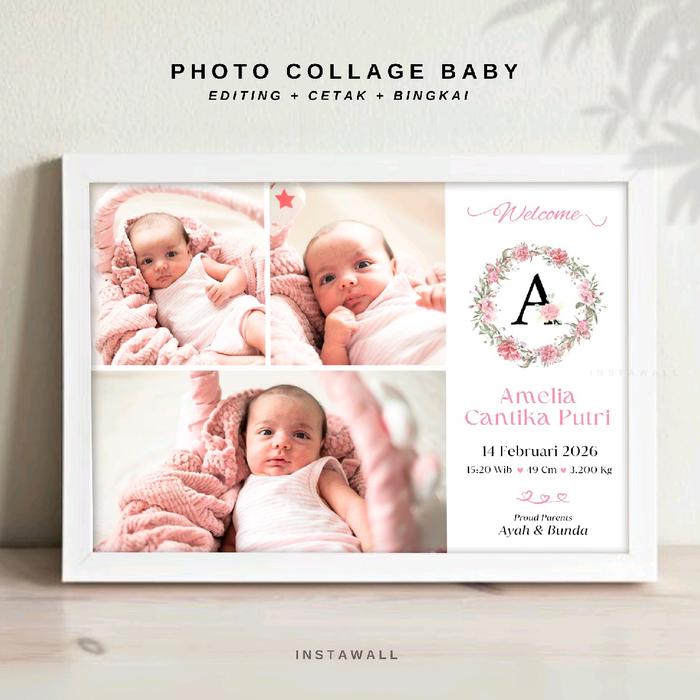Cetak foto biodata bayi dan bingkai Cetak foto bayi newborn aesthetic   Cetak foto bingkai biodata a