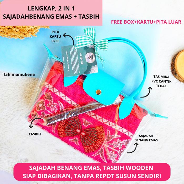 GROSIR SOUVENIR UMROH HAJI PERNIKAHAN PENGAJIAN TAHLILAN 40 HARI 100 HARI 1000 HARI - Sajadah Benang