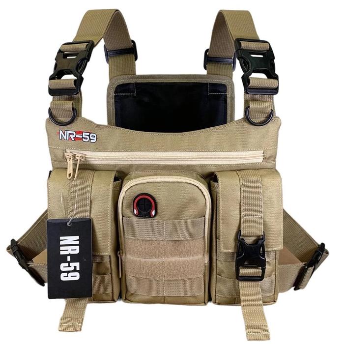 Tas Dada Pria Tactical Army NR-59 Bahan Nilon 1000 Reseleting YKK Ring Acetal Desain Elegan Ransel T