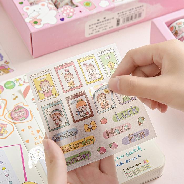 Stiker Sanrio Roll Momo Washi Tape Lucu Melody Kuromi Cinamonroll Mainan Anak Sticker Karakter EStik