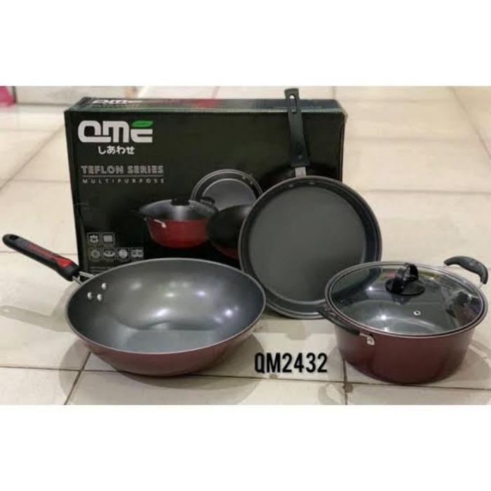 ASLI Teplon Set isi 3Pcs ukuran Besar | Frypan Set Cookware Anti Lengket READY STOCK