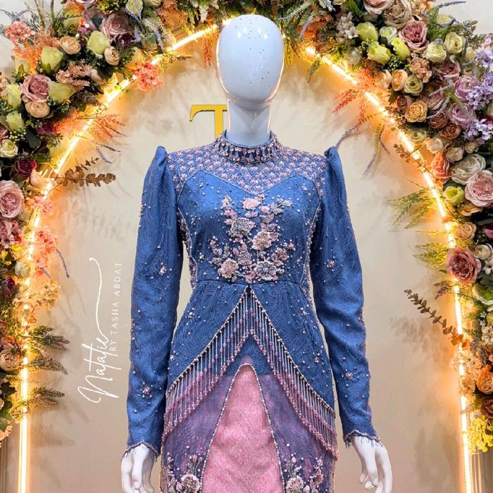 kebaya Denim payet timbul + payet juntai