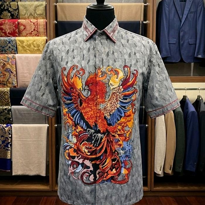 KEMEJA BORDIR MOTIF BURUNG JATAYU