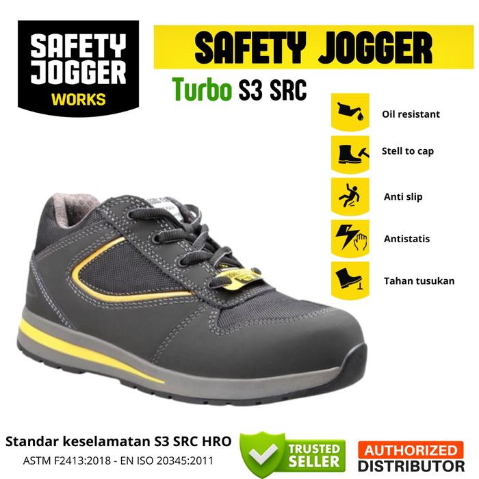 Sepatu Safety Jogger Turbo S3 - Safety Shoes Jogger Turbo sepatu pria kerja Casual Karet