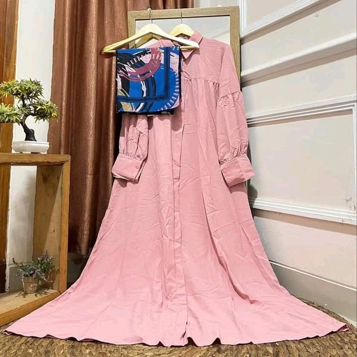 GAMIS CRINKLE SET // GAMIS MAXY DRESS JILBAB SEGI EMPAT Muslim Lebaran Wanita Dewasa Syari Kancing A